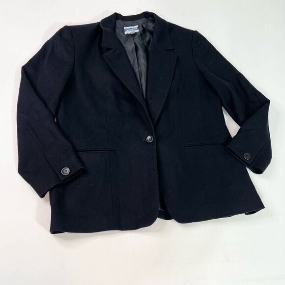 Pendleton Blazer Womens Size 14 Black Wool One Button Collared Single Breasted - Picture 1 of 8